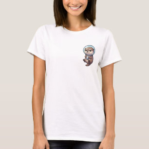 Entzückende Astronauten-Otter-Illustration T-Shirt