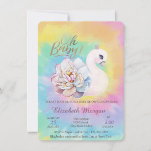 Entzückende Baby-Schwan-Tie-Dye-Baby-Shower Einladung