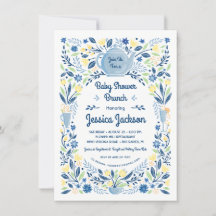 Entzückende Babyshower-Brunch-Einladung Blau