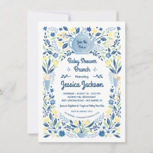 Entzückende Babyshower-Brunch-Einladung Blau Einladung