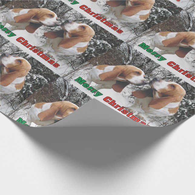 Entzückende Basset-frohe Weihnachten Geschenkpapier (Ecke)