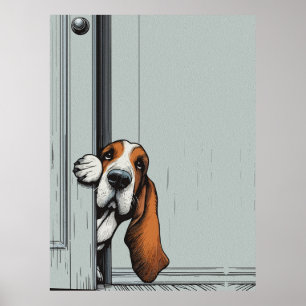 Entzückende Basset Hound-Hunde-Wandkunst Poster