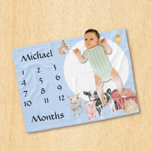 Entzückende Bauernhoftiere Wasserfarbe Andenken Ba Fleecedecke