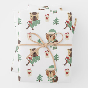 Entzückende Bäume Teddy-Bär-Weihnachten Geschenkpapier Set
