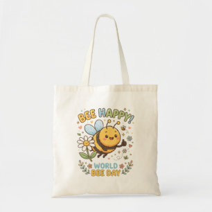 Entzückende "Bee Happy!"-Illustration für den Welt Tragetasche