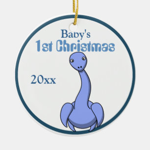 Entzückende blaue Dinosaurier-Mama, zum Babyparty Keramik Ornament