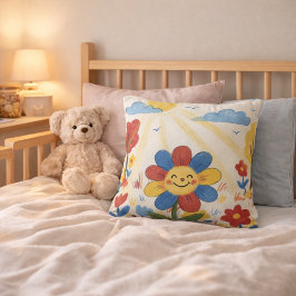 Entzückende Blume genießt Sonnen-Zeichnung für Kin Kissen