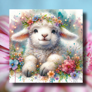 Entzückende Blumenkrone Lamm Christliches Ostern Feiertagskarte