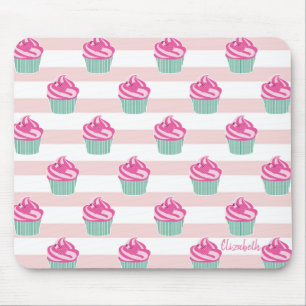 Entzückende Cupcakes, Streifen - Personalisiert Mousepad