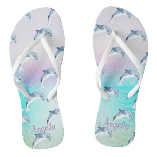 Entzückende Delfine, personalisierter Farbpinselst Flip Flops