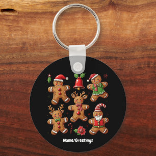 Entzückende Doodle von Lebkuchen-Festtagsplätzchen Schlüsselanhänger
