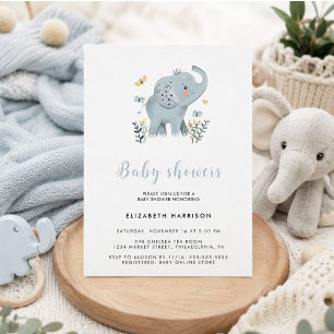Entzückende Elefant Blau Baby Boy Shower Einladung
