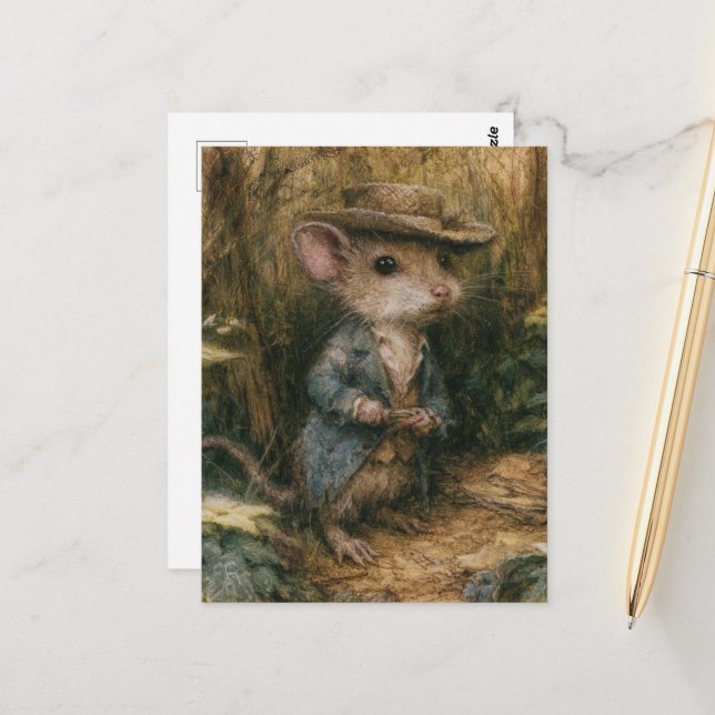 Entzückende Fantasy-Maus Postkarte (Vorderseite/Rückseite Beispiel)