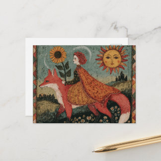 Entzückende Fantasy Surrealistische Frau und ihr R Postkarte