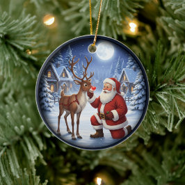Entzückende festliche Weihnachtsszene Keramik Ornament