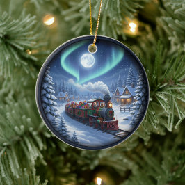 Entzückende festliche Weihnachtsszene Keramik Ornament