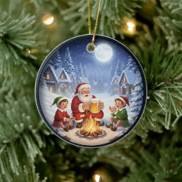 Entzückende festliche Weihnachtsszene Keramik Ornament