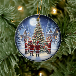 Entzückende festliche Weihnachtsszene Keramik Ornament