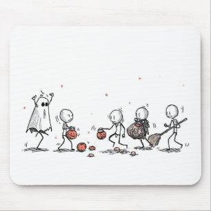 Entzückende Halloween-Strichmännchen-Szene Mousepad