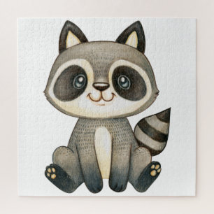 Entzückende handgezeichnete Waschbär-Illustration Puzzle