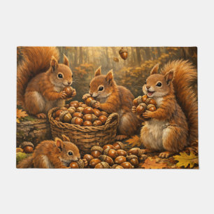 Entzückende Herbst-Eichhörnchen Eicheln-Schmaus Fußmatte