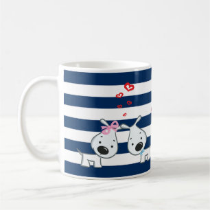 Entzückende Hunde in Liebe auf Streifen-Personalis Kaffeetasse