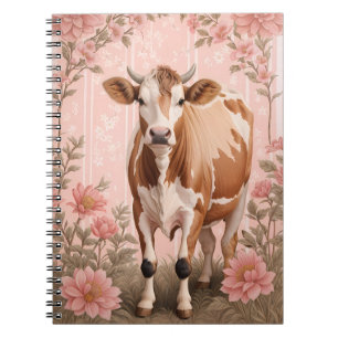 Entzückende Jersey-Kuh Rosa Floral Notizblock