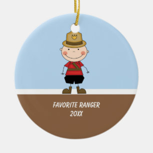 Entzückende Jungen-Förster-Verzierung Keramik Ornament