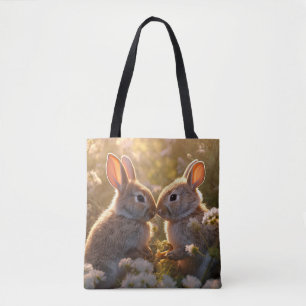 Entzückende Kaninchen im Frühlingswiesen-Design
