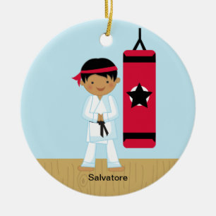 Entzückende Karate Jungen-Verzierung Keramik Ornament