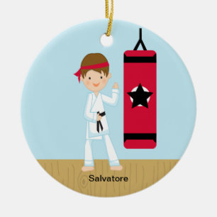 Entzückende Karate Jungen-Verzierung Keramikornament