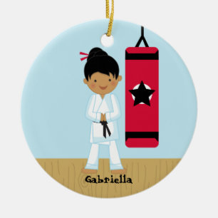 Entzückende Karate Mädchen-Verzierung Keramik Ornament