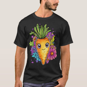 Entzückende Karotte umgeben von farbenfrohen Blüte T-Shirt