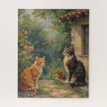 Entzückende Katzen-Gartenszene