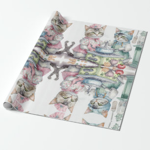 Entzückende Katzen in der Küche Geschenkpapier
