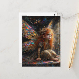 Entzückende kleine Fee mit roten Haaren Postkarte