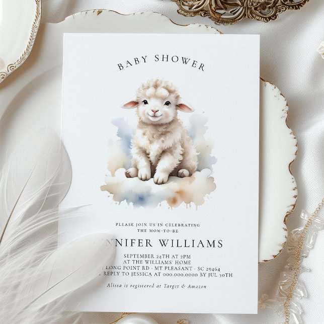 Entzückende Lamm-Baby-Shower-Einladungen (Von Creator hochgeladen)