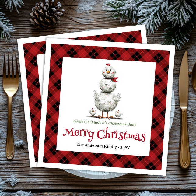 Entzückende lustige Hühner editierbare personalisi Serviette (Charming Funny Chickens Editable Personalized Holiday Christmas Napkins

)
