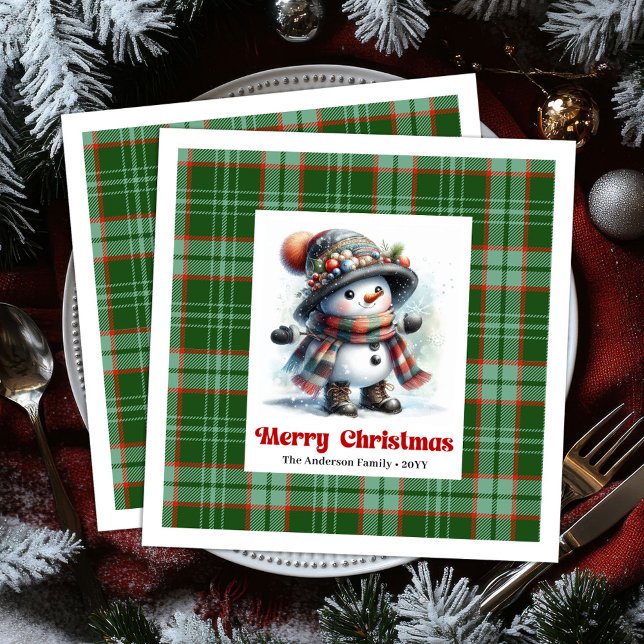 Entzückende lustige Schneemann-Aquarell-Kindertüch Serviette (Delightful funny snowman watercolor kids napkins )