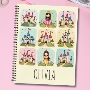 Entzückende Märchenprinzessin und Schloss Kritzele Notizbuch