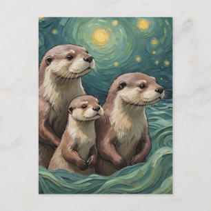 Entzückende Otterfamilie Postkarte