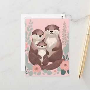 Entzückende Otterfamilie Postkarte