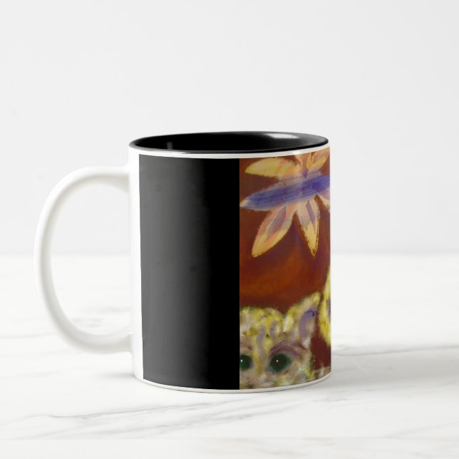 Entzückende Pelzkatzenkaffee-Tasse Zweifarbige Tasse (Links)