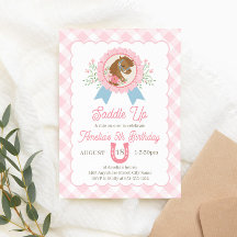 Entzückende Pink Derby Pferd Geburtstagseinladung