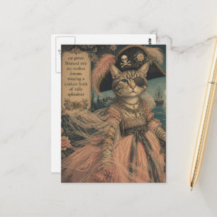 Entzückende Piratenkatze in Tüll Postkarte