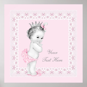 Entzückende Prinzessin Rosa Baby Mädchen Poster
