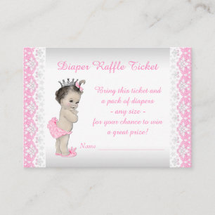 Entzückende rosa Prinzessin Diaper Raffle Ticket Begleitkarte
