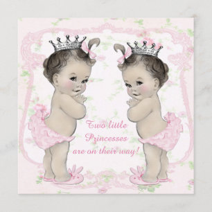 Entzückende rosa Prinzessin Zwillings-Baby-Party Einladung