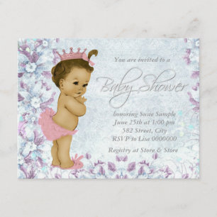Entzückende rosa und violette Babyparty Einladung
