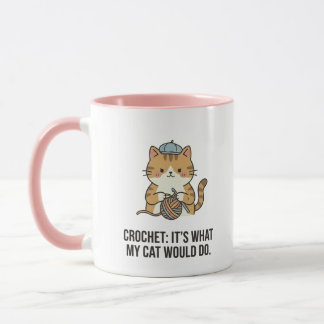 Entzückende rote Katze häkelt süße Wollkugel-Kunst Tasse